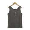8023-25 Nuevo Estilo de Verano Estilo Retro Americano Tirante Ancho Botón Top Delgado Holgado Camisola para Mujer