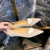 Novo Estilo Sapatos Baixos Bico Fino Cor Sólida Versátil Fivela com Rebites Pequenos Flats para Mulheres 22756 Antiderrapante