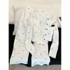 Pijama com Estampa de Bolinhas e Laços Pure Desire Girl Feminino Novo para Início de Primavera Conjunto Casual de Três Peças para Casa