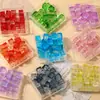 Cuentas de vidrio transparente agrietado con agujeros, cuentas sueltas, cuentas cúbicas, cuentas cuadradas, accesorios para pulseras y collares hechos a mano para DIY