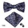 Conjunto de tres piezas de corbata y pañuelo de bolsillo para hombre, de poliéster, con estampado para banquetes, bodas, camisas, lazos y cuello con flores