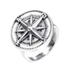 Anillo de Brújula Nuevo Punk de Acero Inoxidable, Estilo Europeo y Americano, Directamente de Fábrica