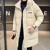 Jaqueta Longa de Penas Masculina Nova para o Inverno Waffle Acolchoada com Capuz Venda Direta da Fábrica Dropshipping