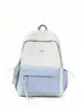 Mochila transfronteriza estilo fresco femenino estudiante universitario femenino estudiante de secundaria preparatoria mochila escolar bloques de color estilo académico gran capacidad doble hombro