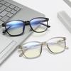 Lentes Cuadrados Retro Anti Luz Azul para Hombre Tr90 Montura Grande Uña de Arroz Miopía Montura Clásica Negocios Espejo Plano Montura Grande