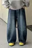 Calça Jeans Masculina 2026 Calça Solta Estilosa para Meninos Calça Comprida Infantil Roupa de Outono Jeans de Corte Reto para Crianças Mais Velhas