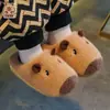 Pantuflas de Algodón de Invierno para Niños con Diseño de Capibara para Niños y Niñas, Cálidas y Forradas de Felpa, Antideslizantes, para Niños de Edad Media, Uso en Casa, Zapatos Cerrados de Algodón