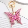 Chaveiro Borboleta Colorida com Pedras de Diamante Novo Estilo Europeu e Americano Metal Fofo Pingente para Bolsa Feminina Argola de Chaveiro Presente Criativo