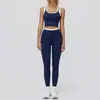 Conjunto de Yoga Cross-Border Color-Blocking de Sensación Desnuda, Costillado de Cintura Alta Versátil para Exteriores, Fitness y Deportes