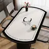 Mantel Individual Oval para Mesa de Comedor Estilo Francés, Impermeable, Resistente al Aceite, No Lavable, Blanco y Negro, Estilo Simple, Lujo Ligero, Sensación de Alta Gama, Mantel Redondo