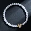 Pulsera Elástica para Mujer Nueva Moda Elegante de Primavera con Perlas de Imitación y Zirconia con Letras