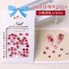 Decoraciones de uñas tridimensionales degradadas de flor de camelia rosa noche oscura de celebridad popular en línea, tamaño mixto, accesorios para uñas