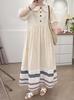 Vestido Artístico de Cuadros Patchwork de Verano Estilo Japonés, Corte Holgado, Vestido Adelgazante de Manga Abullonada al Por Mayor