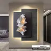 Pintura Decorativa para Vestíbulo Pintura de Pared Abstracta Geométrica de Alta Gama Pintura para Pared de Sala de Estar Minimalista Pasillo de Entrada Frente Directo a la Puerta Lámpara de Pared para Pasillo