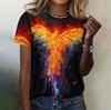 Hermosa Camiseta de Mujer con Estampado de Fénix Impresa en 3D Camiseta Casual de Verano de Manga Corta Retro Impresionante Top de Cuello Redondo Camiseta