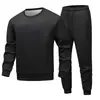 Conjunto europeo premium de lana de cordero transfronterizo, chaqueta de cuello redondo para hombre, traje de deportes de invierno para hombre con forro polar y engrosado, cárdigan para hombre