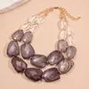 Collar de Perlas con Cuentas de Vidrio Acrílico Transfronterizo Europeo y Americano, Cadena Versátil para Suéter, Collar de Lujo Ligero de Alta Gama para Mujer