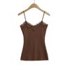 Sy9126-25 Primavera Nuevo Estilo Americano Ajustado Capa Base Sexy Deseo Puro Encaje Recortado Camisola