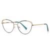 Lentes personalizados de metal hueco anti-luz azul 3111 de dos colores con patilla de resorte, armazón óptico, armazón de lentes de estilo británico no convencional