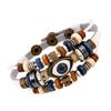 Joyería Popular Europea y Americana, Pulsera Europea y Americana de Cuero con Ojo de Cuentas, Pulsera Ajustable de Cuero Genuino para Hombres y Mujeres