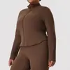 Chaqueta con Cuello Alto y Cremallera Estilo Europeo y Americano para Mujeres de Tallas Grandes, Ropa de Yoga, Top Ajustado de Manga Larga, Chaqueta Deportiva Oversize para Correr