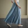 Meia-saia de Algodão e Linho para Mulheres, Novo Estilo Verão 2026, Estilo Nacional Chinês, Roupas Femininas Inspiradas em Zen, Linho Sintético, Saia Longa Artística com Barra Larga