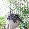 Cesta de Suspensão de Ferro Forjado Vaso de Flores Bola Absorvente Corrente de Flores Suporte de Flores de Parede Gancho para Orquídea Decoração de Corda de Cânhamo para Pendurar Orquídeas em Casa