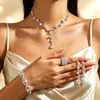 Joyería de Moda Transfronteriza Europea y Americana Tendencia Collares y Pendientes Brillantes Juego de Collares Nupciales de Alta Gama