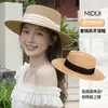 Sombrero de ala plana estilo Old Money vintage para mujer, Sombrero de sol de verano, Sombrero de paja hueco transpirable, Sombrero de protección solar para la playa