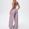 Estilo Europeo y Americano Micro-Cepillado Color Sólido Espalda Racer Chaleco Deportivo Pantalones de Yoga Pantalones Rectos Sueltos Conjunto de Ropa de Yoga para Fitness