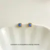 Brincos de Tarraxa em Prata S925 Leve Luxo Exquisitos Micro-Incustados com Zircônia Azul, Brincos com Design Único de Nicho e Alto Senso de Moda