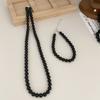 Nova pulseira retrô simples de ônix preta, colar de contas redondas, feminino, de alta qualidade, leve, luxuosa, corrente de clavícula