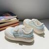 Zapatos Casuales de Lona con Velcro para Puffin, Combinan con Todo, de Caña Baja con Plataforma Gruesa, Color Crema de Arroz, Zapatos para Bebé K864