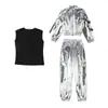 Día de Año Nuevo Baile Callejero Infantil Traje de Astronauta Espacial Hip-Hop Moda Genial Desfile de Moda Kit de Batería Conjunto de Disfraces para Actuación de Jazz