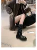 Nuevas Botas Cortas de Mujer Otoño/Invierno 2026 Botas Martin de Suela Gruesa Hebilla Doble de Cuero Botas de Jinete Versátiles Botas de Motocicleta Botas para Uso Exterior