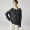 Nova coleção outono e inverno: suéter feminino de cashmere puro, gola redonda, camada interna quente, estilo solto e casual, peça básica versátil, suéter de malha