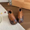 Botas de Cuero Sintético Estilo Británico para Niñas con Punta Dividida, Botas Martin Nuevas de Invierno para Bebés, Botines para Niños, Zapatos de Algodón Forrados de Felpa para Niños
