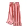 Nuevos Pantalones de Pierna Ancha de Seda Hielo para Niñas Primavera y Otoño Niños Medianos y Grandes Pantalones Casuales Pantalones Sueltos para Casa Pantalones Rectos de Seda Hielo