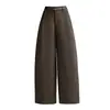 Calça larga curva simples e estilosa para mulheres, novo modelo outono 2026, cintura alta, modeladora, cropped, solta e versátil, calça casual