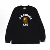 Suministro Transfronterizo y Comercio Exterior al por Mayor Marca de Moda Bape Cabeza de Mono Camiseta de Manga Larga Pesada Tiburón Top Camiseta Base 1