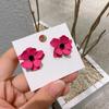 Elegantes pendientes de botón con forma de flor roja rosa, exquisita pintura tridimensional, camelia, nuevos pendientes elegantes y sencillos de pétalos, joyería