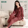 Pijama de mujer para primavera y otoño, ajustado, algodón puro, manga larga, pantalón largo, cuello redondo, estilo pullover, dulce y lindo, adecuado para usar como ropa de estar en casa