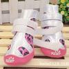 Sapatos novos de couro PU com estampa de leopardo para animais de estimação para o inverno, sapatos antiderrapantes para cães Teddy, com sola macia para Poodles e Schnauzers