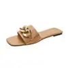 Nuevas Pantuflas de Mujer Verano 2021, Puntera Cuadrada, Planas, Suela Suave, Talla Grande 42, Comercio Exterior, Para Usar al Aire Libre, Negras