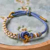 Pulsera Nudo Mandala Pulsera Nudo Flor de Durazno Rosa Cuerda Trenzada Hecha a Mano DIY Joyería de Cuentas Portátil Accesorios Pulsera