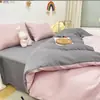 Capa de edredom de quatro peças de cor sólida para cama, lençol simples, suprimentos para dormitório estudantil, conjunto de três peças de casal e solteiro