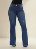 [Personalización de Jeans] Pantalones Rectos Sueltos de Pierna Ancha Transfronterizos Latinoamericanos Ropa de Denim Elástico de Algodón Europea y Americana Personalización