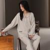Pijama de algodón de manga larga para mujer, cárdigan floral de algodón, ropa de abrigo para mujer, ropa de hogar transfronteriza, primavera y otoño de 2025