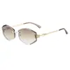 S33417 Gafas de Sol Irregulares Sin Marco Lentes Degradados Marco Delgado de Metal Gafas de Sol Anti-UV Gafas de Sol de Moda