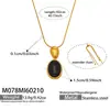 Collar Colgante Misterioso Estilo Francés Retro Ovalado Piedra Ojo de Tigre Ágata Negra Acero Inoxidable 18K Collar Largo